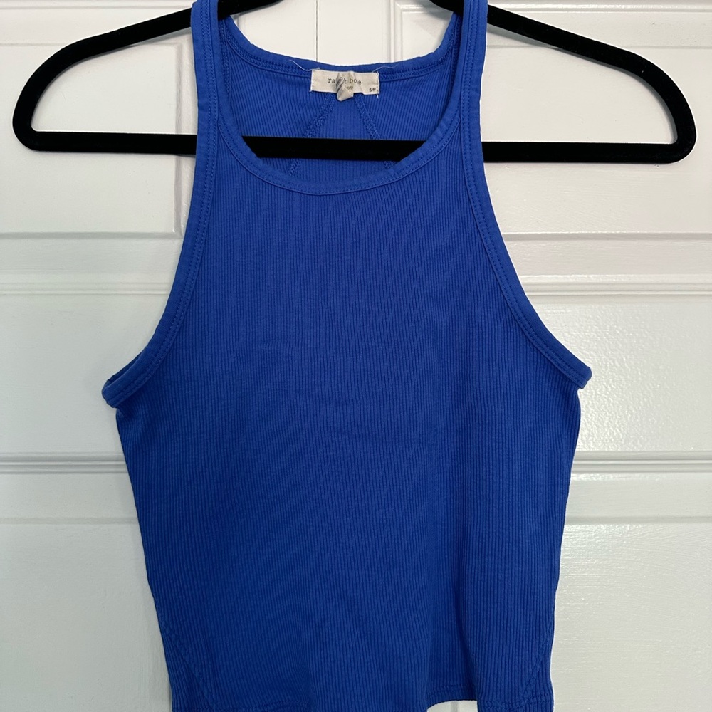 rag & bone Cobalt Ribbed High-Neck Tank